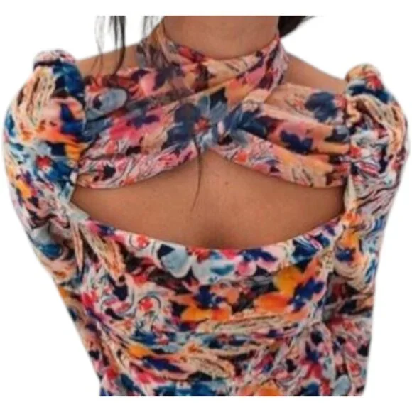 For Love & Lemons Blake Mini Dress Floral Cutout M - Picture 5 of 14